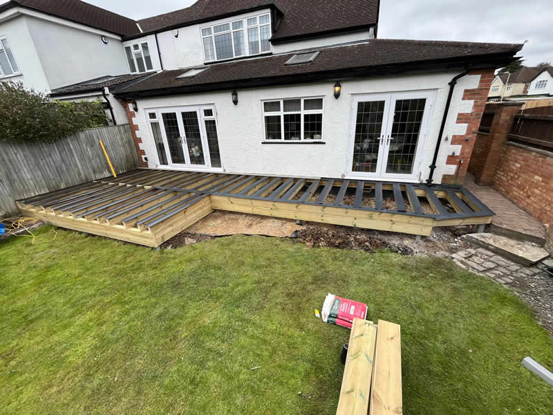 new garden decking base treated